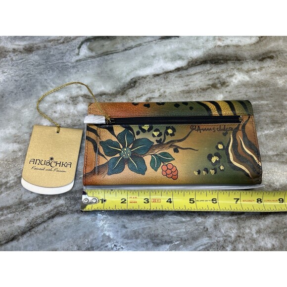 Anuschka Women's Wallet Floral Leopard Tiger Design Trifold Credit Bills Coins - Picture 3 of 11